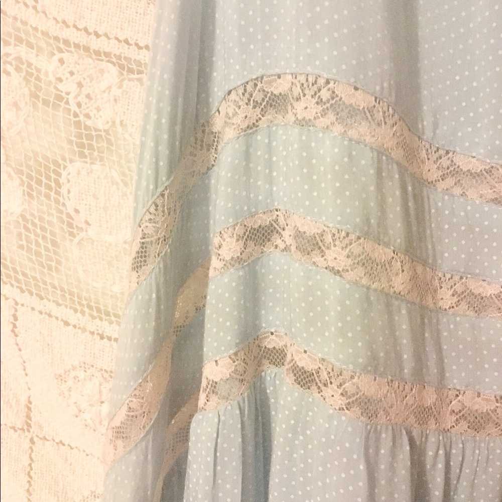 RARE Sky Blue Free People Voile & Lace Slip Dress - Picture 3 of 4